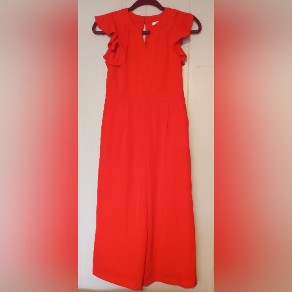 GB Girls Red Ruffle Sleeve Jumpsuit Size 12